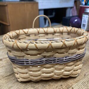 VTG Woven Wall Basket Artisan Handmade Cottagecore Farmhouse Decor Small Signed